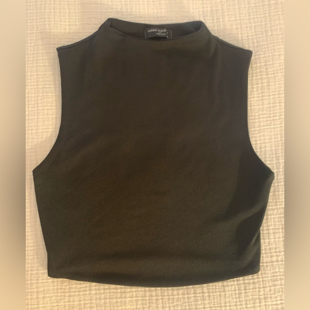 Naked Wardrobe Black High-Neck Crop Top
